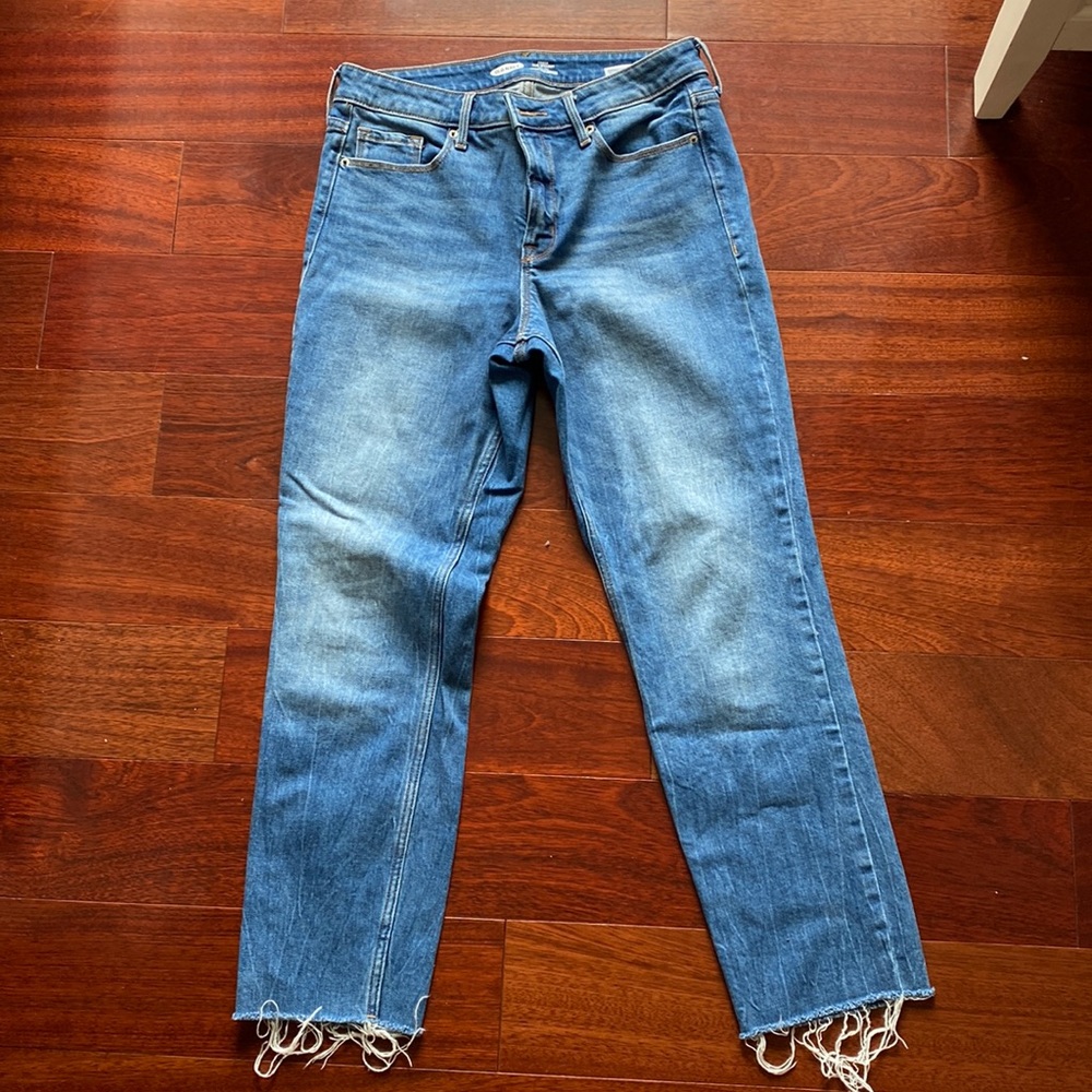 Old navy medium wash slim straight high rise jeans